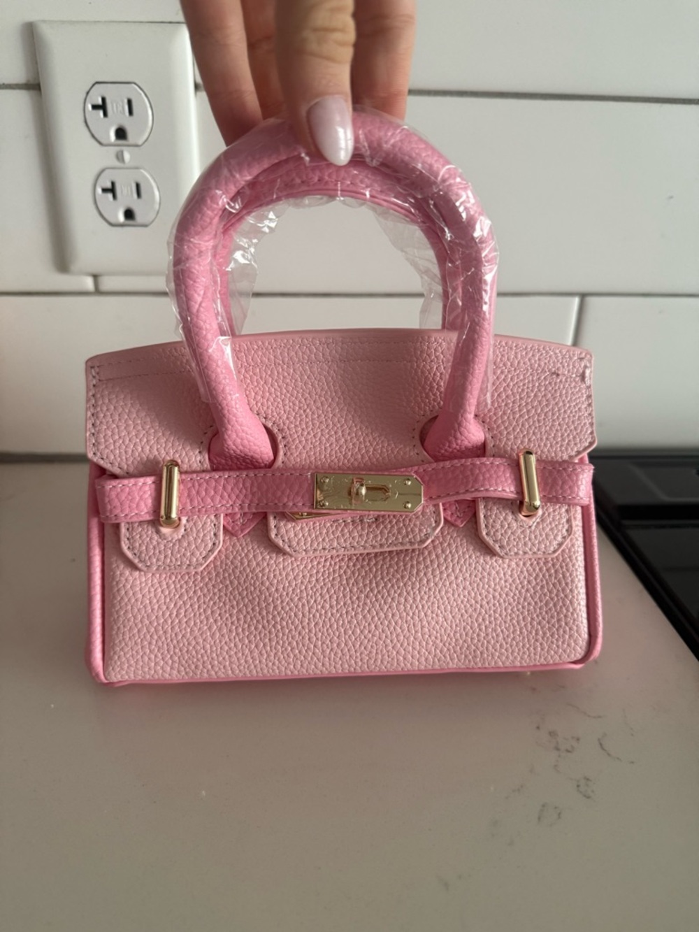 Pink Mini Structured Top-Handle Bag